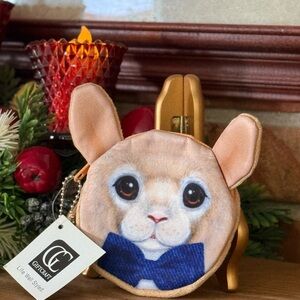 Tan and Blue BUNNY Coin Purse NWT